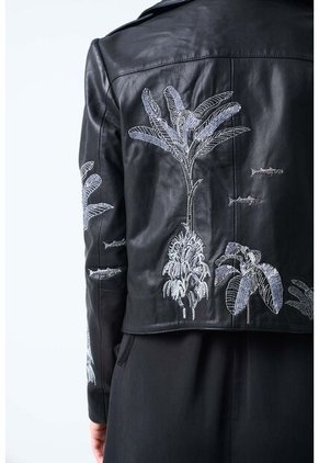 Chaqueta Biker Para Mujer Bordado Metalizado Chaqueta Biker Para Mujer Bordado Metalizado Negro XL VÉLEZ