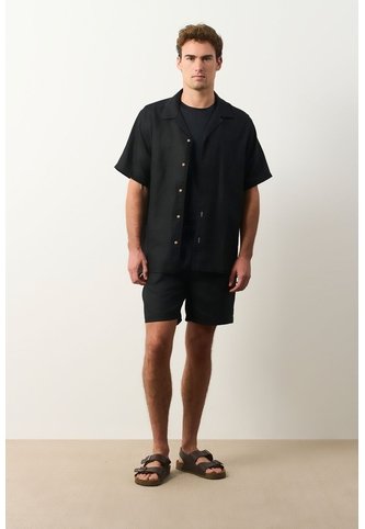 Bermuda En Lino Para Hombre Bélgica Bermuda En Lino Para Hombre Bélgica Negro 30 VÉLEZ Vélez
