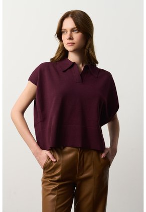 Polo Bora Tejida Para Mujer Silueta Boxy Polo Bora Tejida Para Mujer Silueta Boxy Vinotinto S VÉLEZ