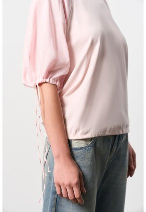 Camiseta En Lino Y Tejido De Punto Para Mujer Gael Camiseta En Lino Y Tejido De Punto Para Mujer Gael Rosado L VÉLEZ