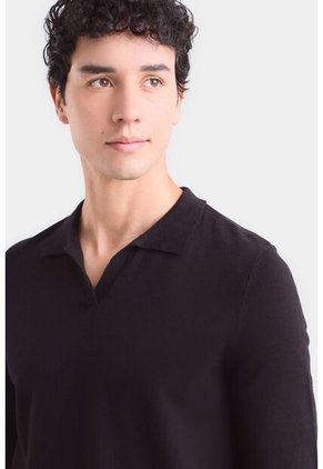 Polo Manga Larga Pyxis Tejida Para Hombre Polo Manga Larga Pyxis Tejida Para Hombre Negro M Vélez