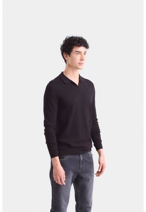 Polo Manga Larga Pyxis Tejida Para Hombre Polo Manga Larga Pyxis Tejida Para Hombre Negro M Vélez