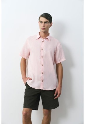 Camisa En Lino Manga Corta Siena Para Hombre Camisa En Lino Manga Corta Siena Para Hombre Rosado XL VÉLEZ