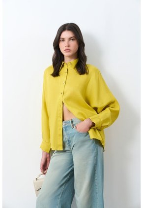 Camisa Peonia Para Mujer Manga Murciélago Camisa Peonia Para Mujer Manga Murciélago Amarillo Limon L VÉLEZ
