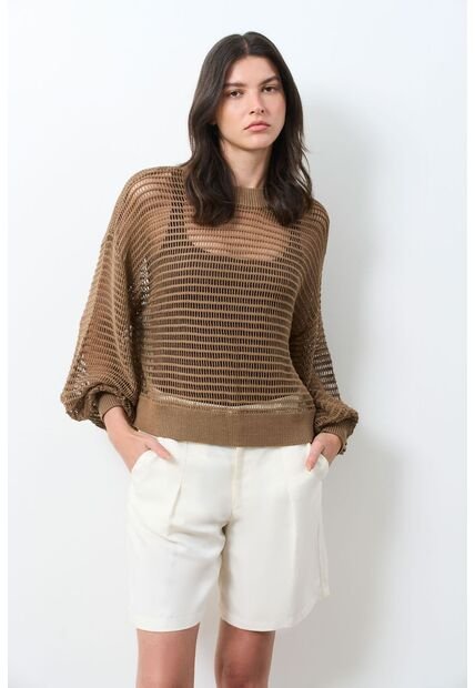 Sweater Tejido Taroa Para Mujer Semi Cropped Sweater Tejido Taroa Para Mujer Semi Cropped Miel M VÉLEZ