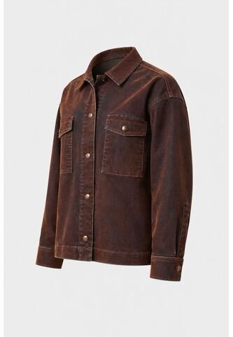 Chaqueta Oversized En Denim Gamuzado Para Mujer Bronce Chaqueta Oversized En Denim Gamuzado Para Mujer Bronce Bronce M VÉLEZ Vélez