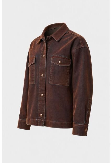 Chaqueta Oversized En Denim Gamuzado Para Mujer Bronce Chaqueta Oversized En Denim Gamuzado Para Mujer Bronce Bronce L VÉLEZ