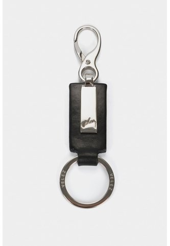 Llavero Retro De Cuero Mosquetón Negro Llavero Retro De Cuero Mosquetón Negro VÉLEZ Vélez