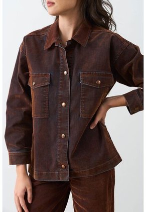Chaqueta Oversized En Denim Gamuzado Para Mujer Bronce Chaqueta Oversized En Denim Gamuzado Para Mujer Bronce Bronce L VÉLEZ