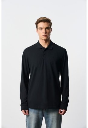 Polo Manga Larga En Algodón Para Hombre Nápoles Polo Manga Larga En Algodón Para Hombre Nápoles Negro M VÉLEZ