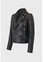 Chaqueta Biker De Cuero Para Mujer Cristales Chaqueta Biker De Cuero Para Mujer Cristales Negro Perlado XL VÉLEZ de Vélez