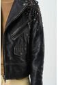 Chaqueta Biker De Cuero Para Mujer Cristales Chaqueta Biker De Cuero Para Mujer Cristales Negro Perlado XL VÉLEZ de Vélez