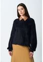 Sweater Liora Para Mujer Acanalado Asimétrico Sweater Liora Para Mujer Acanalado Asimétrico Negro M VÉLEZ de Vélez
