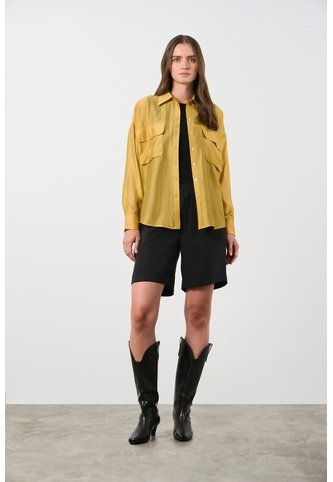 Camisa Manga Larga Para Mujer Pearl Camisa Manga Larga Para Mujer Pearl Mostaza XS VÉLEZ Vélez