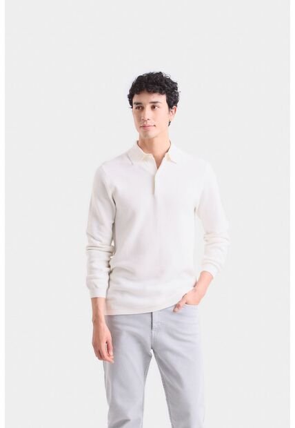 Polo Manga Larga Lugano Para Hombre Semi Fitted Polo Manga Larga Lugano Para Hombre Semi Fitted Blanco XL Vélez