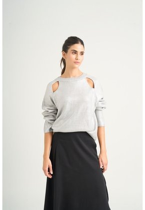 Sweater Star En Tejido Rectilíneo Para Mujer Efecto Metalizado Sweater Star En Tejido Rectilíneo Para Mujer Efecto Metalizado Gris S VÉLEZ