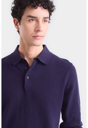 Polo Manga Larga Lugano Para Hombre Semi Fitted Polo Manga Larga Lugano Para Hombre Semi Fitted Azul Oscuro L Vélez