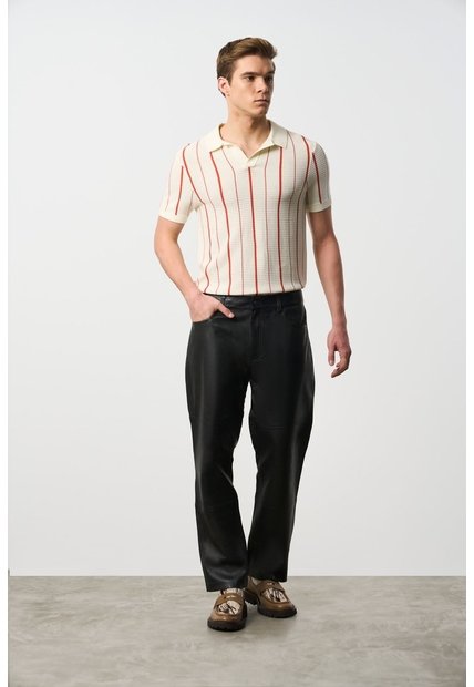 Pantalón Semi Fitted De Cuero Para Hombre Sole Pantalón Semi Fitted De Cuero Para Hombre Sole Negro 38 VÉLEZ