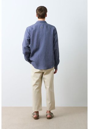 Camisa Manga Larga En Lino Para Hombre Lira Camisa Manga Larga En Lino Para Hombre Lira Azul Oscuro L VÉLEZ