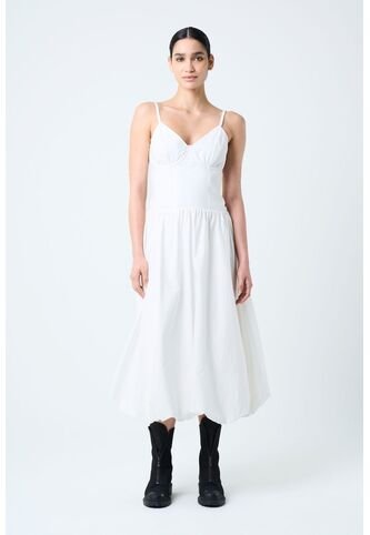 Vestido Midi Fugaz Para Mujer Silueta Globo Vestido Midi Fugaz Para Mujer Silueta Globo Blanco 12 VÉLEZ Vélez