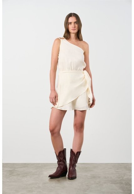 Vestido Corto De Lino Para Mujer Atacama Vestido Corto De Lino Para Mujer Atacama Crema 10 VÉLEZ