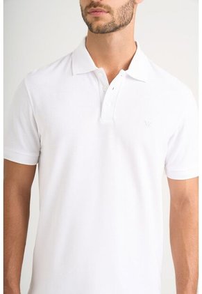 Polo Para Hombre Semi Fit Detalle Jacquard Polo Para Hombre Semi Fit Detalle Jacquard Blanco XS VÉLEZ