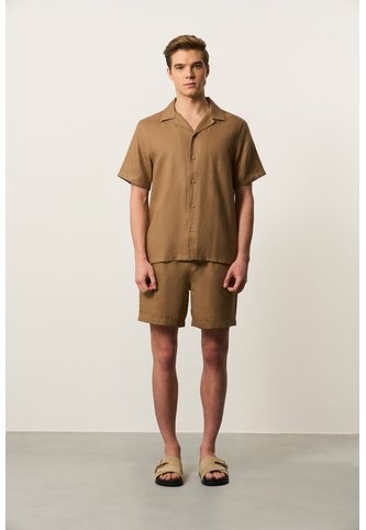 Camisa Manga Corta En Lino Para Hombre Málaga Camisa Manga Corta En Lino Para Hombre Málaga Tabaco XXL VÉLEZ Vélez