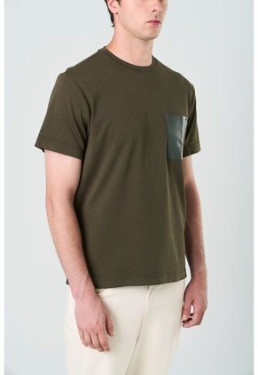 Camiseta En Algodón Para Hombre Bolsillo Cuero Camiseta En Algodón Para Hombre Bolsillo Cuero Verde Oliva XL VÉLEZ