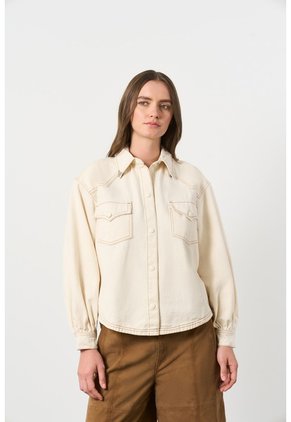 Camisa En Denim Para Mujer Maya Camisa En Denim Para Mujer Maya Crema XS VÉLEZ