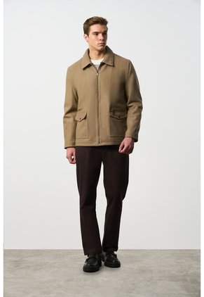 Chaqueta De Tela Y Cuero Para Hombre Oroa Chaqueta De Tela Y Cuero Para Hombre Oroa Tabaco XS VÉLEZ