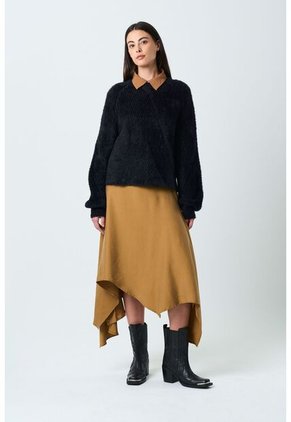 Sweater Liora Para Mujer Acanalado Asimétrico Sweater Liora Para Mujer Acanalado Asimétrico Negro XL VÉLEZ