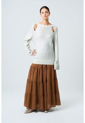 Sweater Star En Tejido Rectilíneo Para Mujer Efecto Metalizado Sweater Star En Tejido Rectilíneo Para Mujer Efecto Metalizado Crema M VÉLEZ