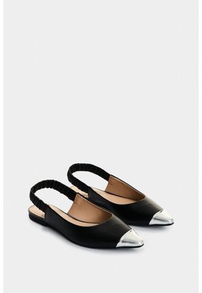 Baleta Ocaso De Cuero Para Mujer Puntera Metálica Baleta Ocaso De Cuero Para Mujer Puntera Metálica Negro 35 VÉLEZ