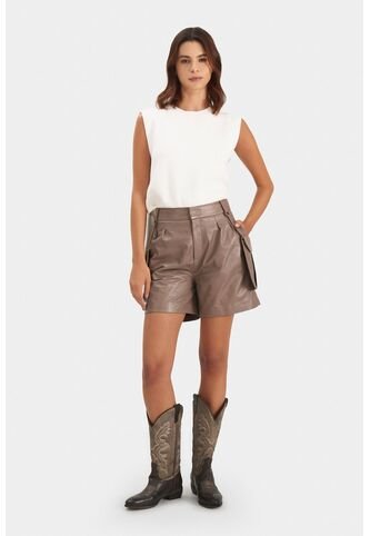 Short Sahara En Cuero Para Mujer Tipo Cargo Short Sahara En Cuero Para Mujer Tipo Cargo Tabaco 10 VÉLEZ Vélez