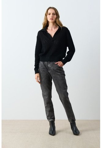 Polo Tejida Manga Larga Para Mujer Hazel Polo Tejida Manga Larga Para Mujer Hazel Negro XS VÉLEZ Vélez