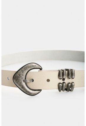 Cinturón Unifaz De Cuero Para Mujer Tika Cinturón Unifaz De Cuero Para Mujer Tika Blanco L VÉLEZ