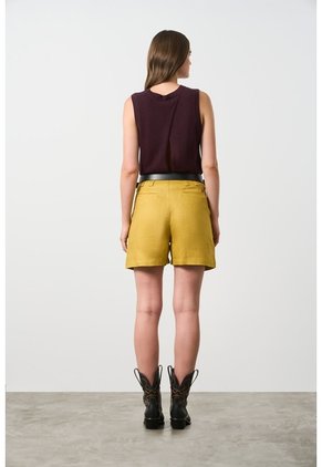 Short En Lino Mira Para Mujer Short En Lino Mira Para Mujer Amarillo Limon 12 VÉLEZ