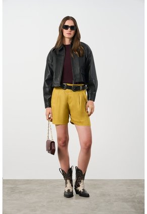 Short En Lino Mira Para Mujer Short En Lino Mira Para Mujer Amarillo Limon 12 VÉLEZ