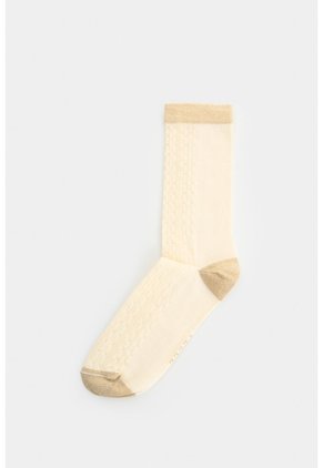 Calcetines Ica Midi Con Detalle En Lúrex Para Mujer Calcetines Ica Midi Con Detalle En Lúrex Para Mujer Crema XS VÉLEZ