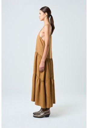 Vestido Galera Para Mujer Cuello Halter Vestido Galera Para Mujer Cuello Halter Cafe Claro 10 VÉLEZ