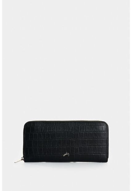 Porta Chequera Tulia De Cuero Para Mujer Con Grabado Porta Chequera Tulia De Cuero Para Mujer Con Grabado Negro Vélez