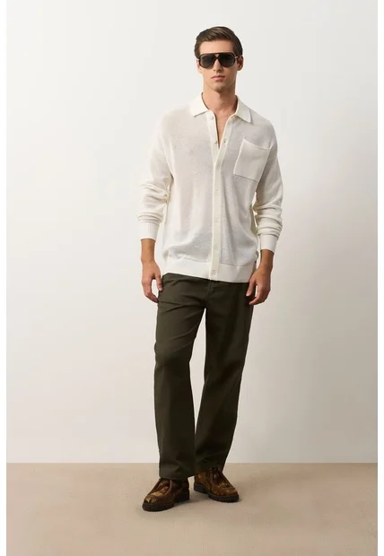 Camisa Manga Larga Tejida De Hombre Ica Camisa Manga Larga Tejida De Hombre Ica Crema XXL VÉLEZ
