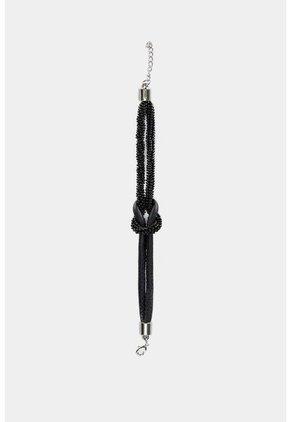 Manilla Agata De Cuero Para Mujer Detalle Anudado Manilla Agata De Cuero Para Mujer Detalle Anudado Negro Vélez