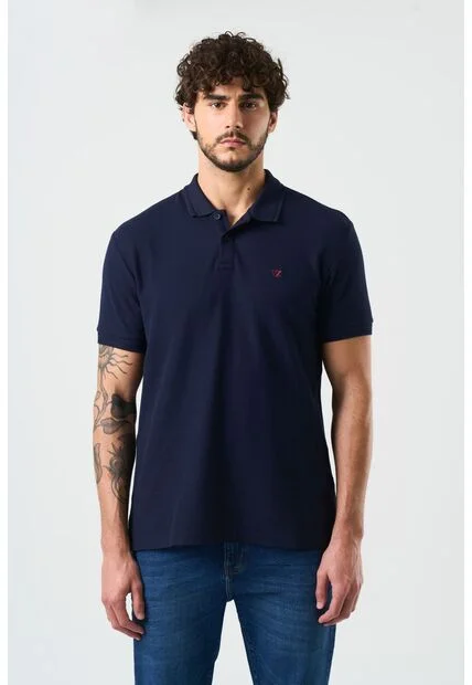 Polo Manga Corta Essential Para Hombre Textura Polo Manga Corta Essential Para Hombre Textura Azul Oscuro S VÉLEZ