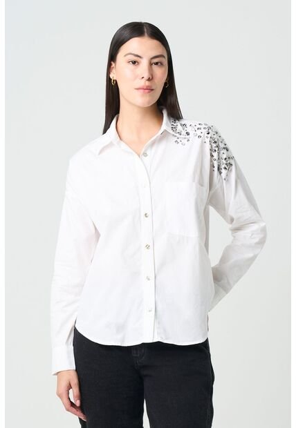 Camisa Manga Larga Antares Para Mujer Cristales Camisa Manga Larga Antares Para Mujer Cristales Blanco M VÉLEZ