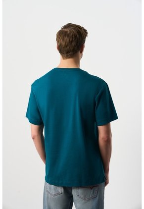 Camiseta En Algodón Para Hombre Bolsillo Cuero Camiseta En Algodón Para Hombre Bolsillo Cuero Azul Aguamarina L VÉLEZ