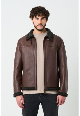 Chaqueta Atrani De Cuero Para Hombre Semi Ajustada Chaqueta Atrani De Cuero Para Hombre Semi Ajustada Cafe XXXL VÉLEZ Vélez