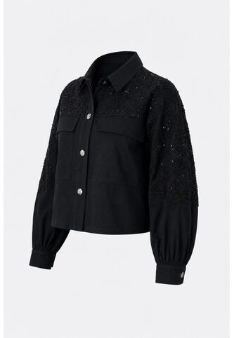Chaqueta Cropped Holgada Para Mujer Tritón Chaqueta Cropped Holgada Para Mujer Tritón Negro L VÉLEZ Vélez