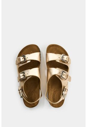 Sandalia Plana De Cuero Folia Para Mujer Cove Sandalia Plana De Cuero Folia Para Mujer Cove Dorado 37 VÉLEZ