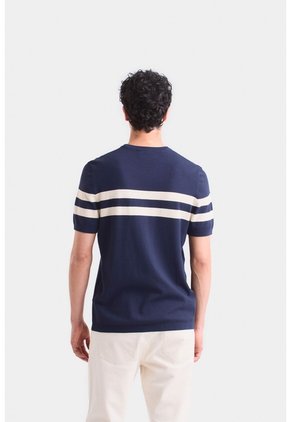 Camiseta Franjas 2 Tejida Para Hombre Manga Corta Camiseta Franjas 2 Tejida Para Hombre Manga Corta Azul Oscuro M VÉLEZ